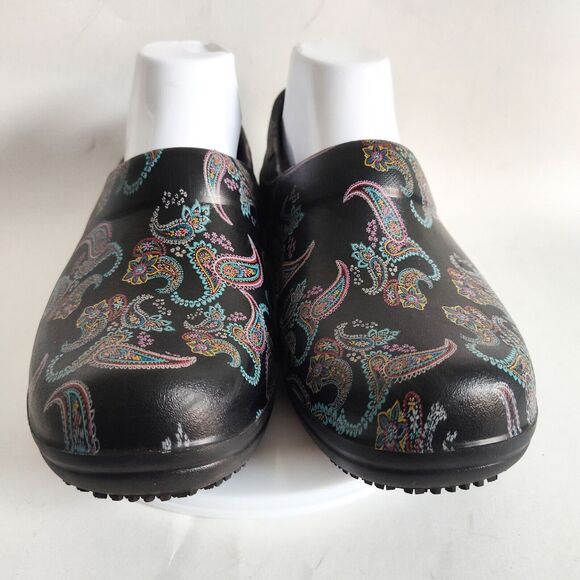 Crocs Neria ll Womens Work Shoes Black Slip On Comfort Clog Black Paisley Size 8 - Picture 5 of 11